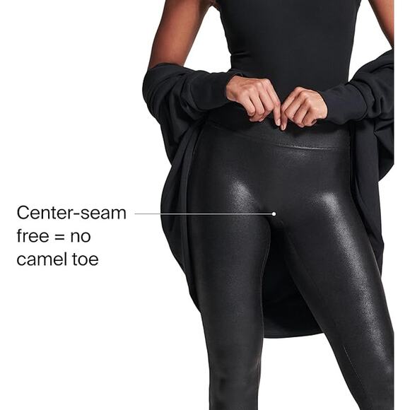 Spanx Faux Leather Leggings Women's Medium Tall High-Waisted Black Quiet Luxury - Picture 6 of 16